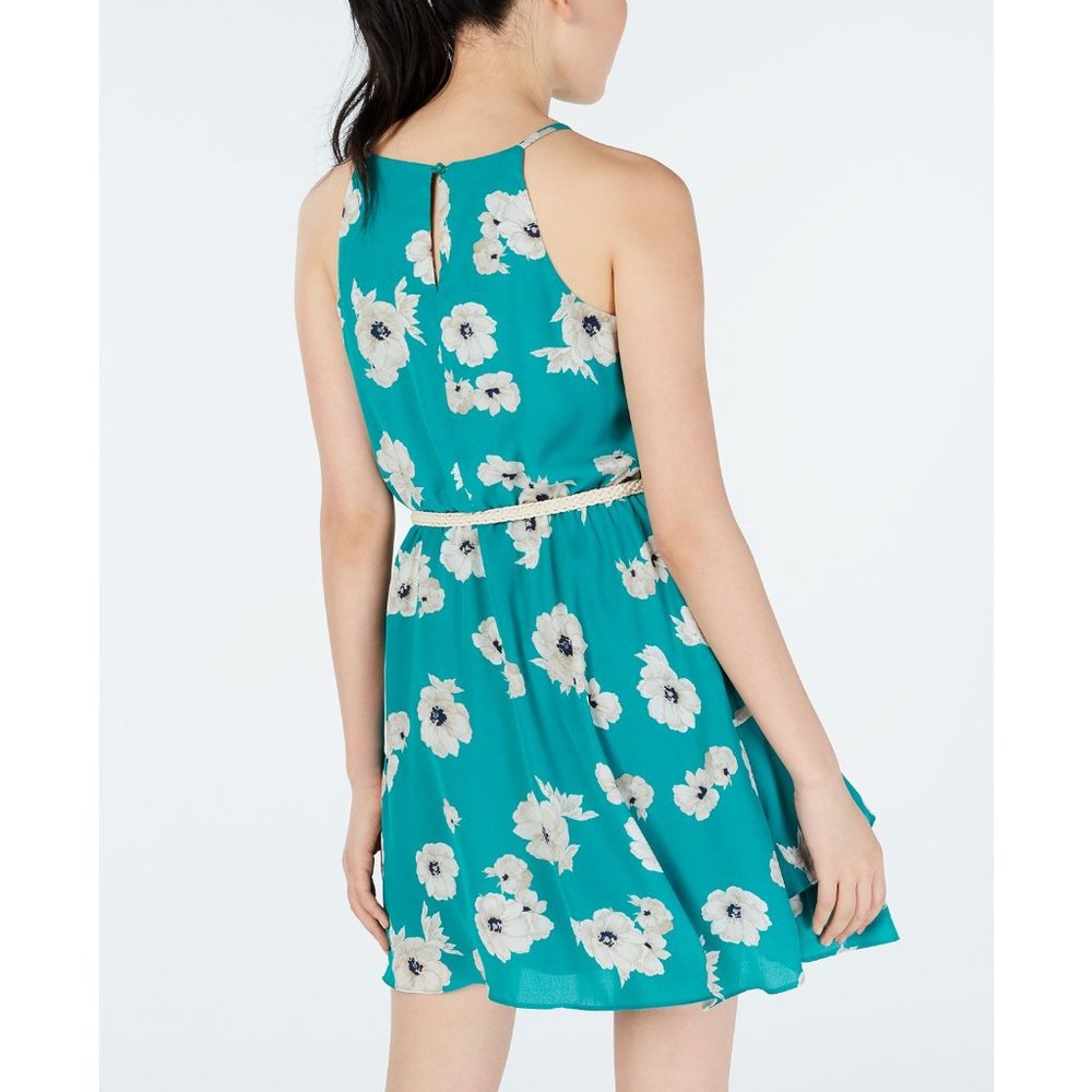 BCX Juniors' Printed Pleat-Neck Dress with Belt XL B4HP - Picture 2 of 2